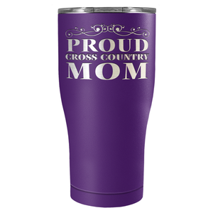 Proud Cross Country Mom Laser Engraved on Stainless Steel Cross Country Tumbler