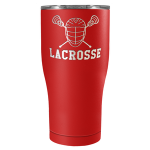 Lacrosse Mask and Sticks Laser Engraved on Stainless Steel Lacrosse Tumbler