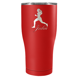 Personalized Running Women Silhouette Laser Engraved on Stainless Steel Cross Country Tumbler