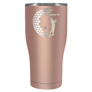 Personalized Golfer in Half Ball Laser Engraved on Stainless Steel Golf Tumbler