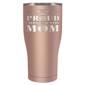 Proud Cross Country Mom Laser Engraved on Stainless Steel Cross Country Tumbler