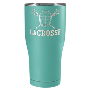 Lacrosse Mask and Sticks Laser Engraved on Stainless Steel Lacrosse Tumbler