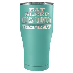 Eat Sleep Cross Country Repeat Laser Engraved on Stainless Steel Cross Country Tumbler