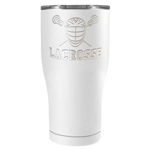 Lacrosse Mask and Sticks Laser Engraved on Stainless Steel Lacrosse Tumbler