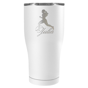 Personalized Running Women Silhouette Laser Engraved on Stainless Steel Cross Country Tumbler