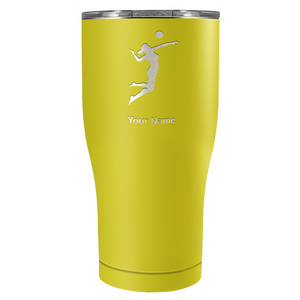 Personalized Volleyball Player Silhouette Laser Engraved on Stainless Steel Volleyball Tumbler