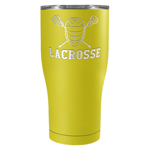 Lacrosse Mask and Sticks Laser Engraved on Stainless Steel Lacrosse Tumbler