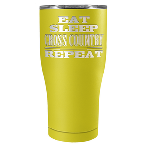 Eat Sleep Cross Country Repeat Laser Engraved on Stainless Steel Cross Country Tumbler