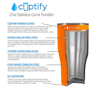 Orange Bright Gloss 27oz Curve Tumbler