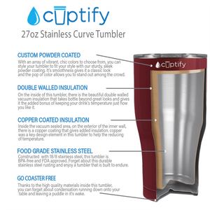 Maroon Gloss 27oz Curve Tumbler