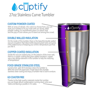 Purple Translucent 27oz Curve Tumbler