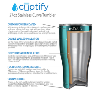 Teal Translucent 27oz Curve Tumbler