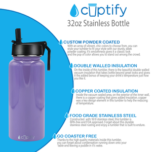 32oz Lavender Gloss Wide Mouth Water Bottle With Straw Lid