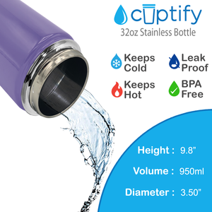 32oz Lavender Gloss Wide Mouth Water Bottle With Straw Lid