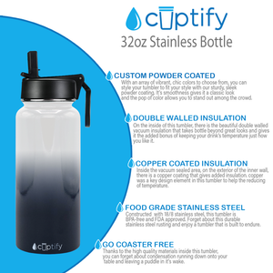 32oz Snowy Mountains Ombre Wide Mouth Water Bottle With Straw Lid