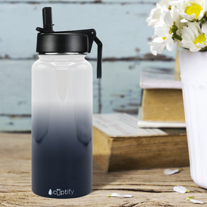 32oz Snowy Mountains Ombre Wide Mouth Water Bottle With Straw Lid