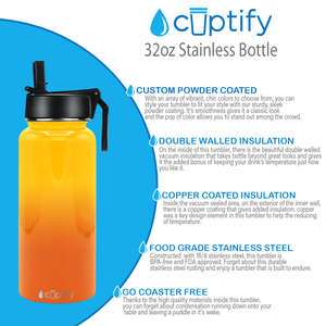 32oz Sunrise Ombre Wide Mouth Water Bottle With Straw Lid