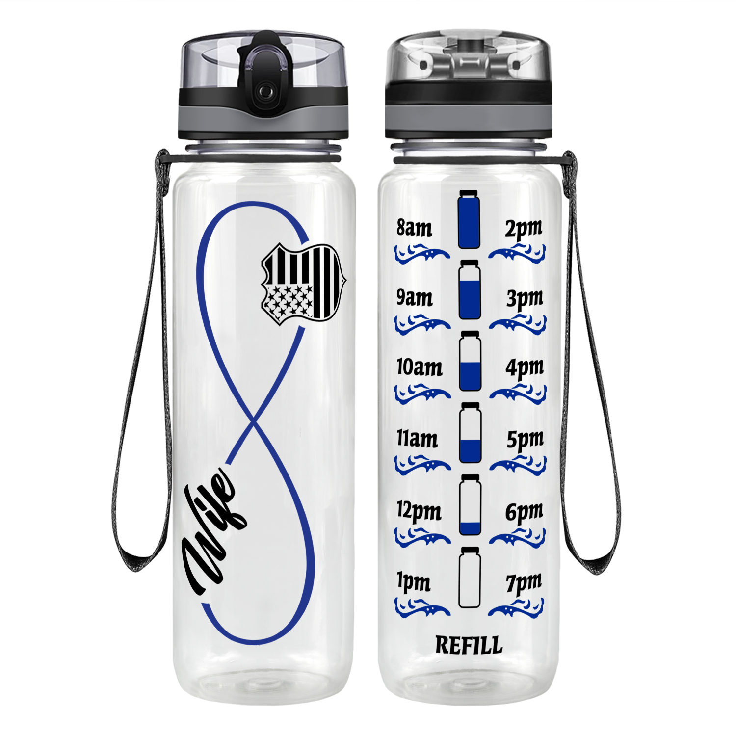 Police Wife Infinity Motivational Tracking Water Bottle
