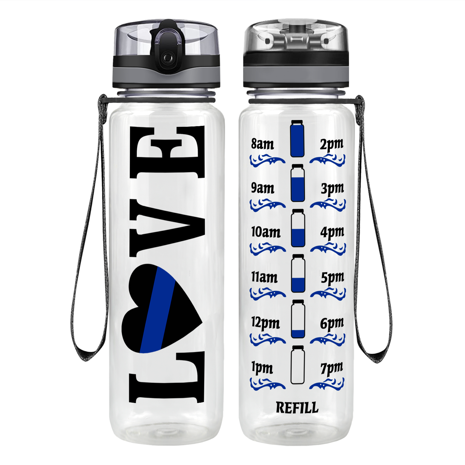 Love Police Motivational Tracking Water Bottle