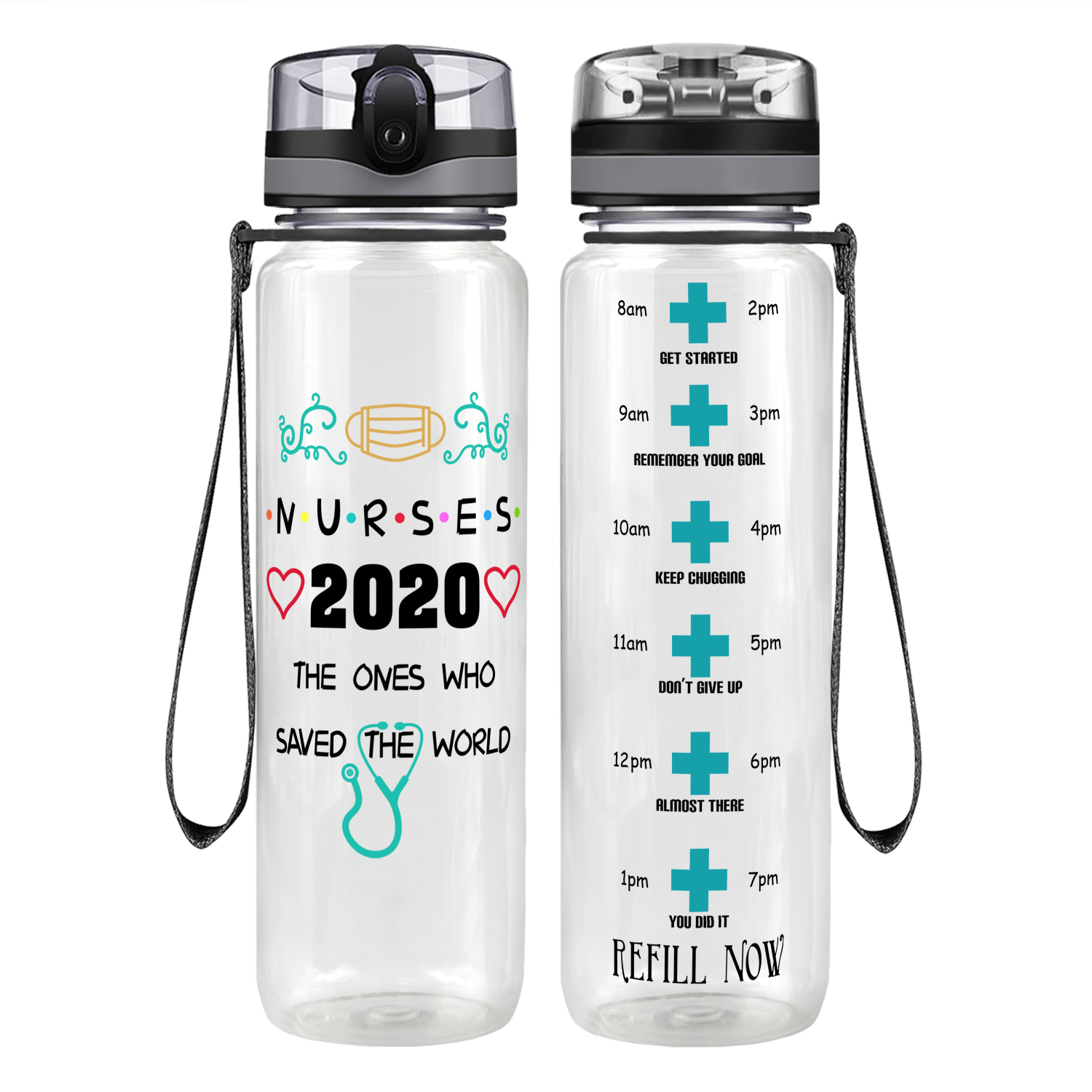 Nurses 2020 The Ones Who Saved The World Motivational Tracking Water Bottle