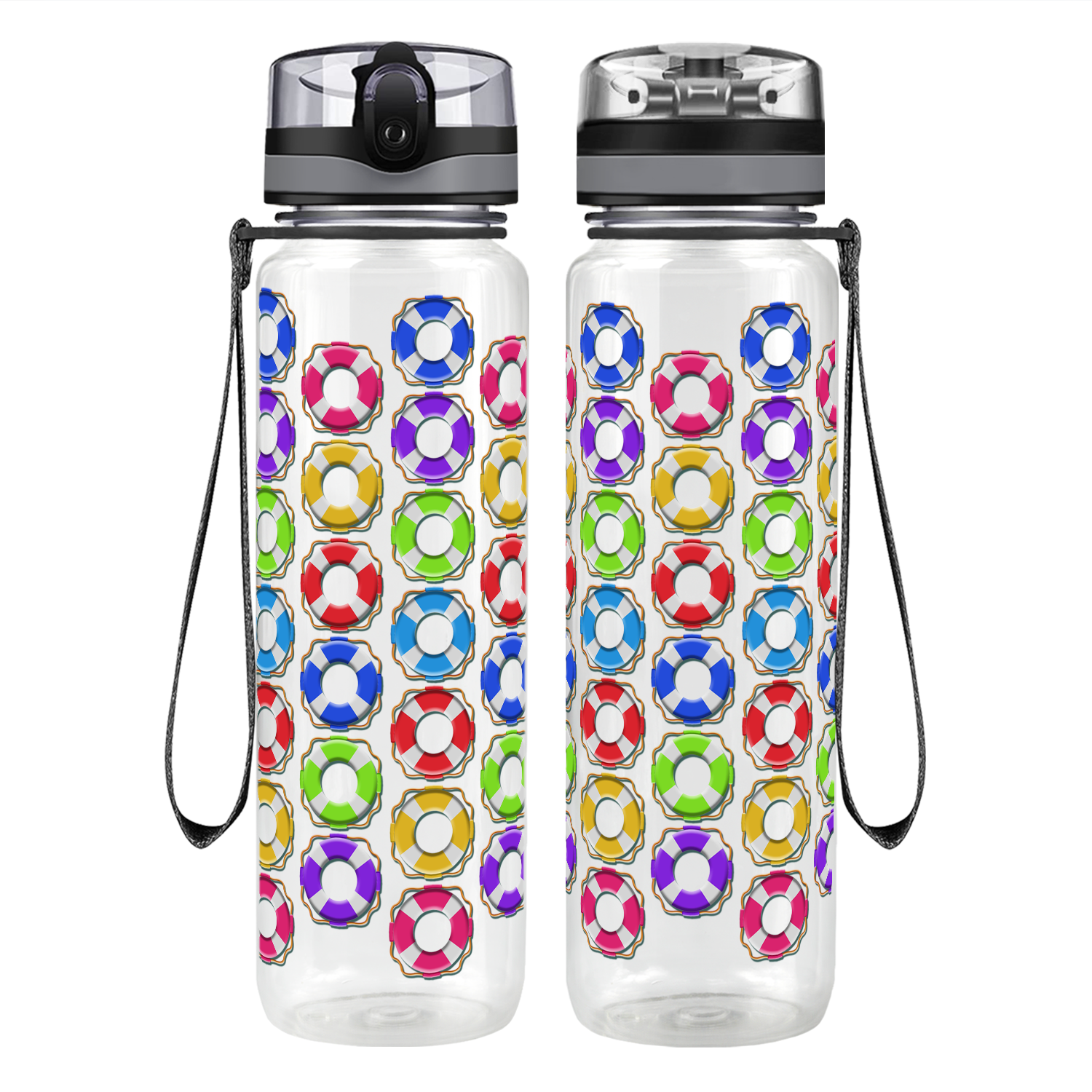 Colorful Life Savers Motivational Tracking Water Bottle