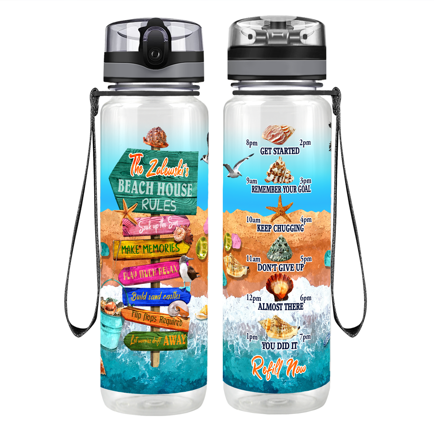 Personalized Soak up The Sun Make Memories Motivational Tracking Water Bottle