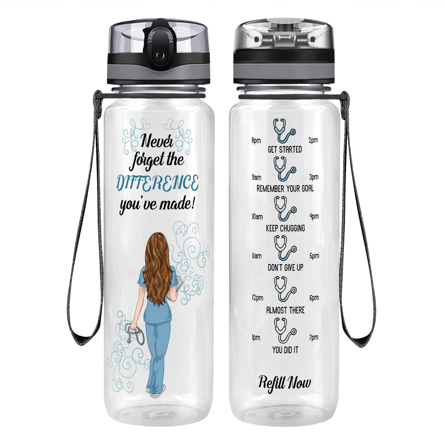 Never Forget the Difference You've Made Motivational Tracking Water Bottle