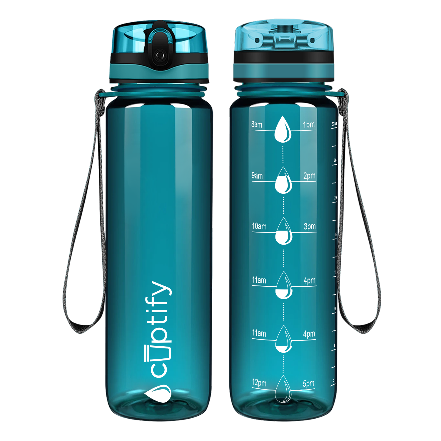 Cuptify Teal Gloss Hydration Tracker Water Bottle
