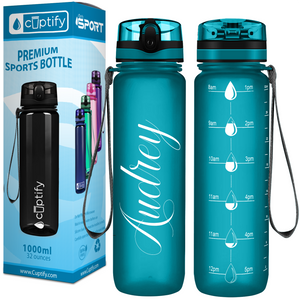 Personalized Teal Frosted 32 oz Water Bottle
