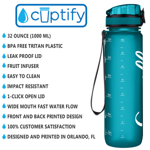 Personalized Teal Frosted 32 oz Water Bottle