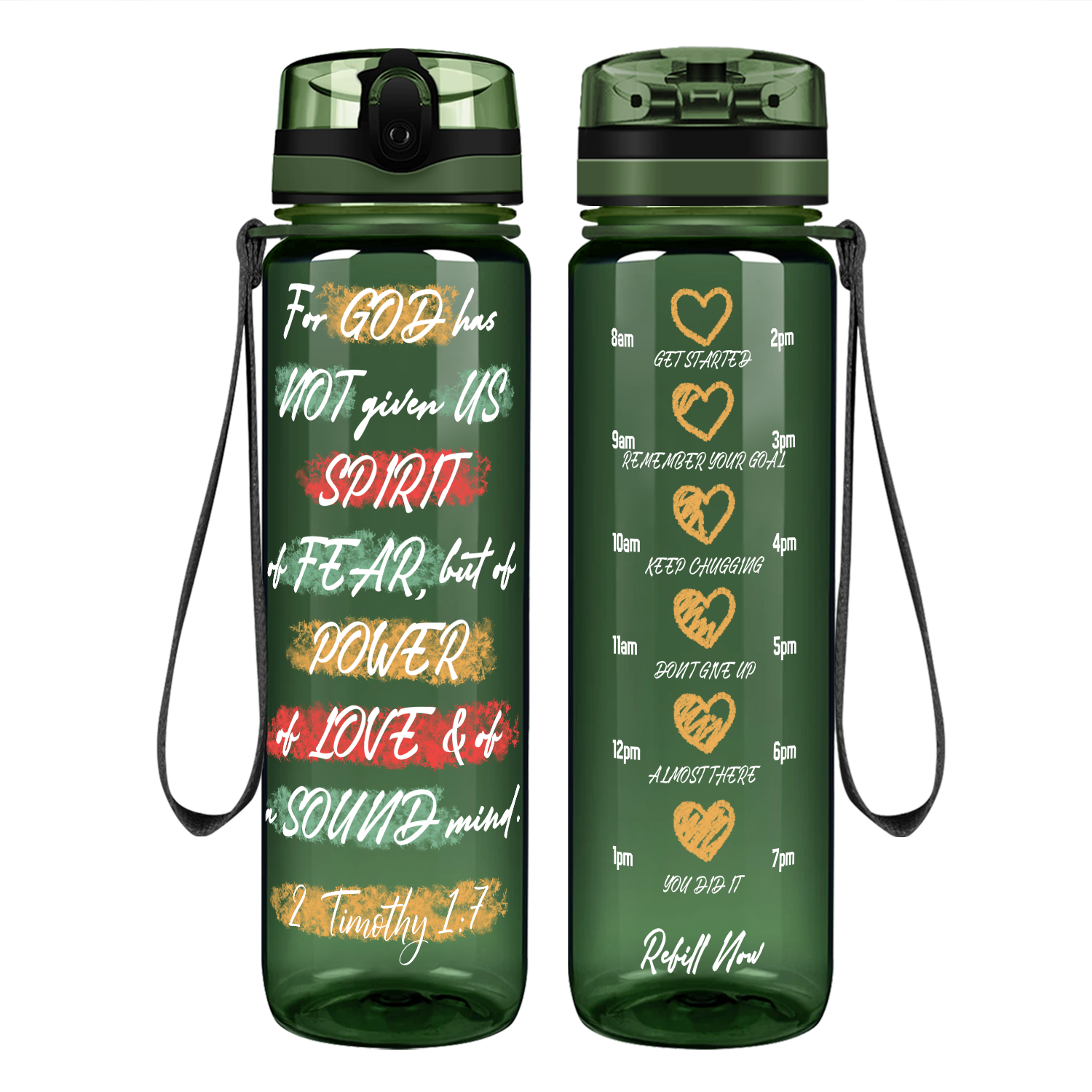 For God Has Not Given Us Spirit of Fear Motivational Tracking Water Bottle