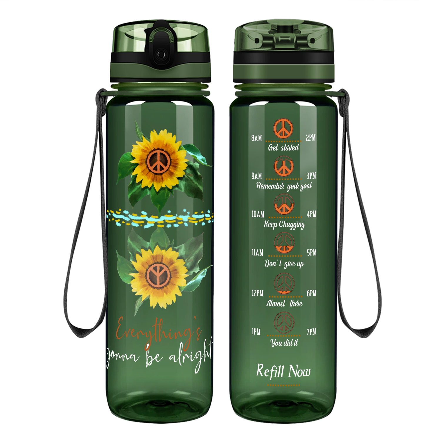 Everything's Gonna Be Alright Sunflower Motivational Tracking Water Bottle