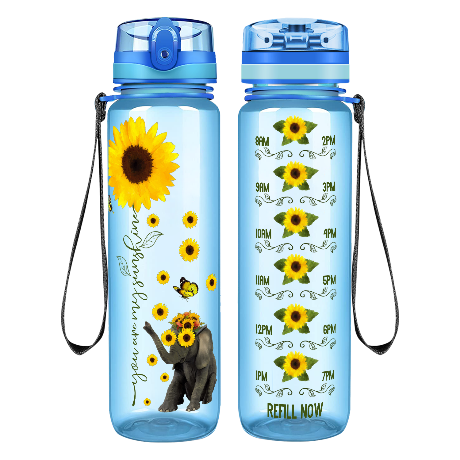 Cuptify You are My Sunshine Sunflower Motivational Tracking Water Bottle