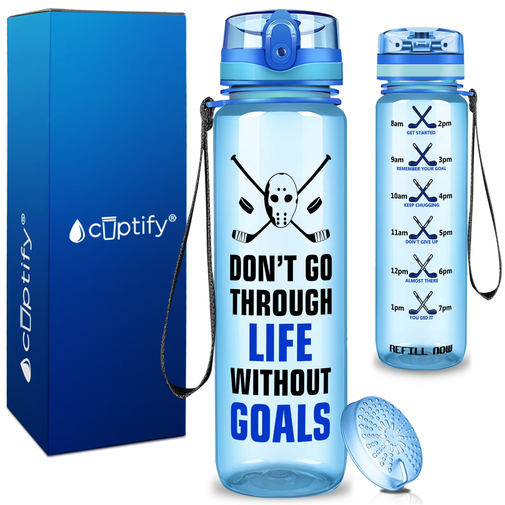 Personalized Dont Go Through Life on 32 oz Motivational Tracking Water Bottle