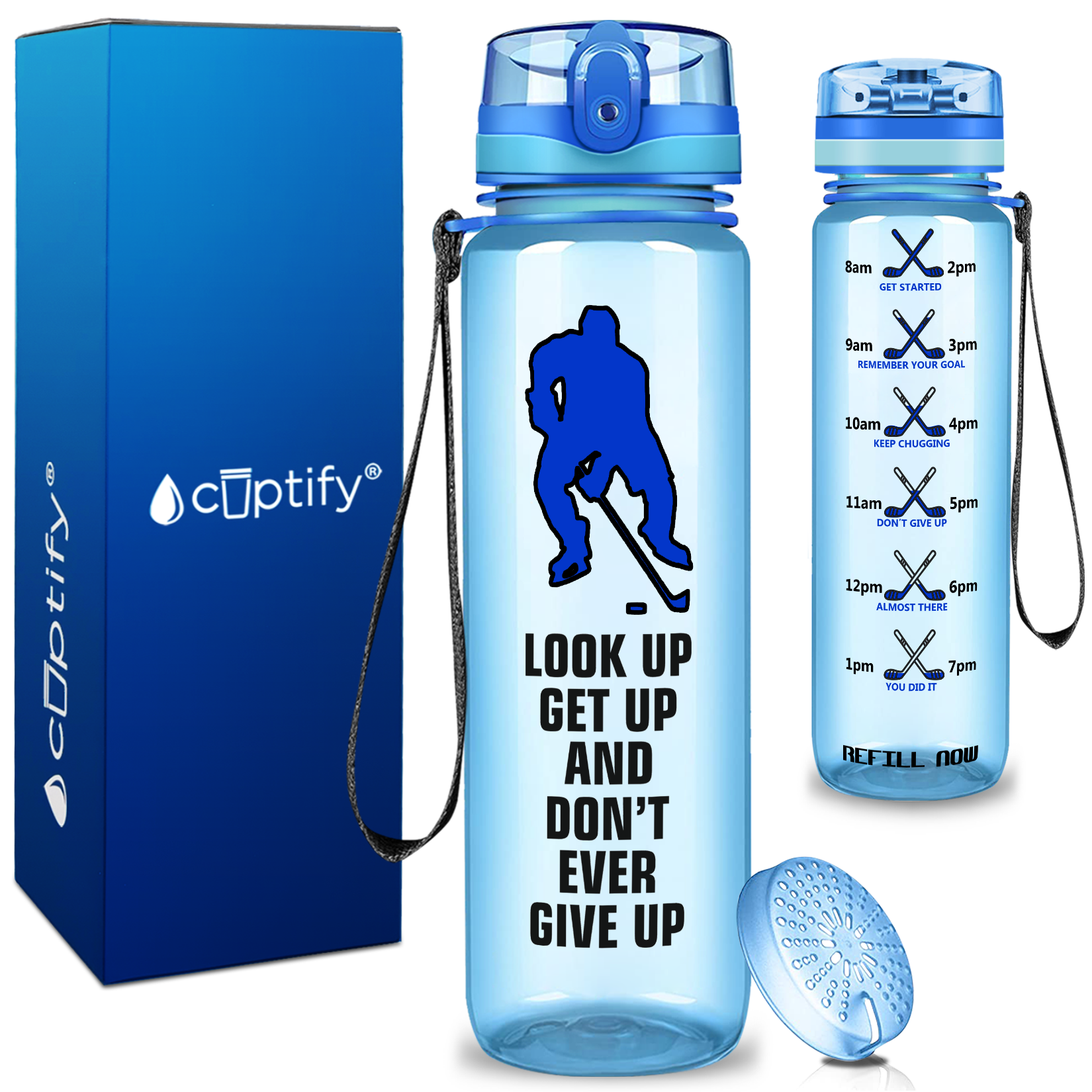 Personalized Look up Get Up on 32 oz Motivational Tracking Water Bottle