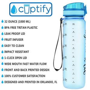Cuptify Personalized Baby Blue Frosted 32 oz Water Bottle