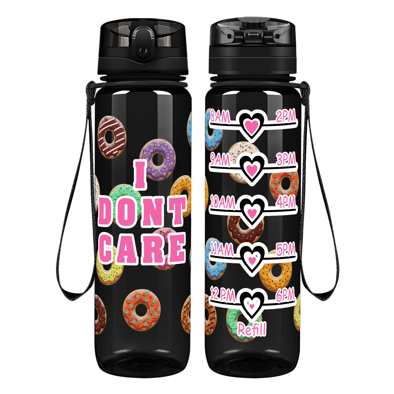 I Donut Care on 32 oz Motivational Tracking Water Bottle