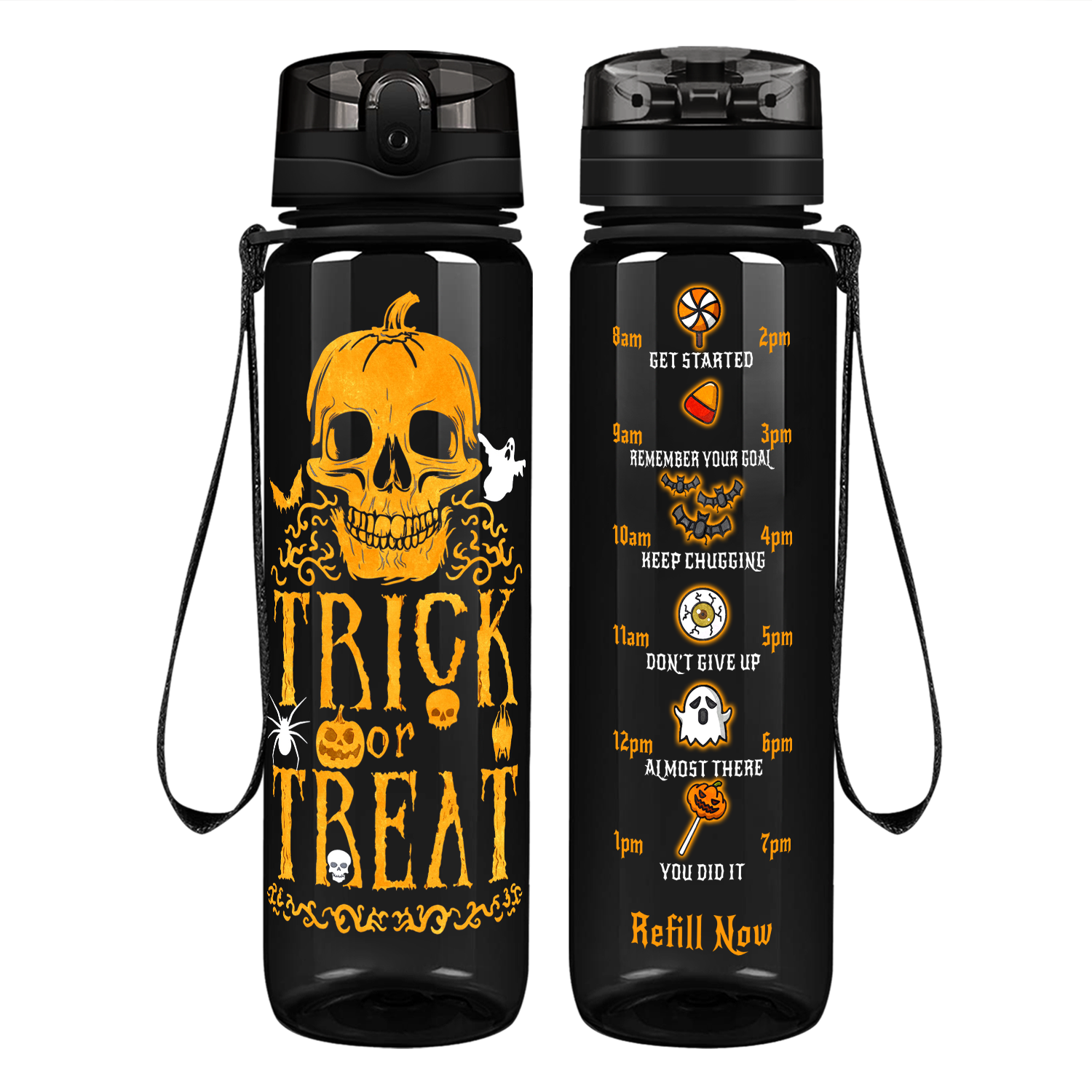 Trick or Treat on 32 oz Motivational Tracking Water Bottle