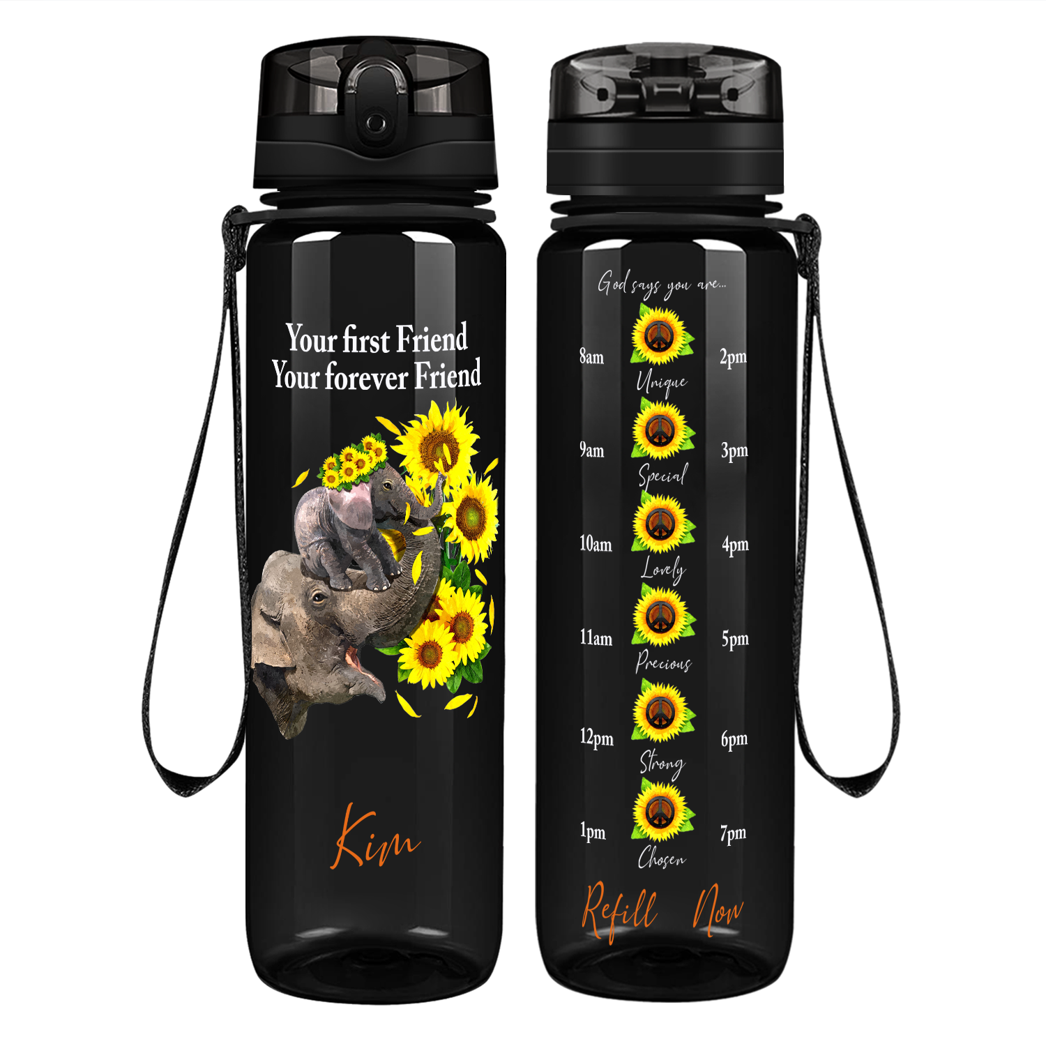 Personalized Your Forever Friend on 32 oz Motivational Tracking Water Bottle