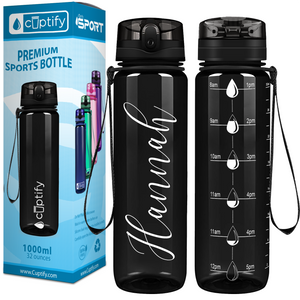 Cuptify Personalized Black Gloss 32 oz Water Bottle