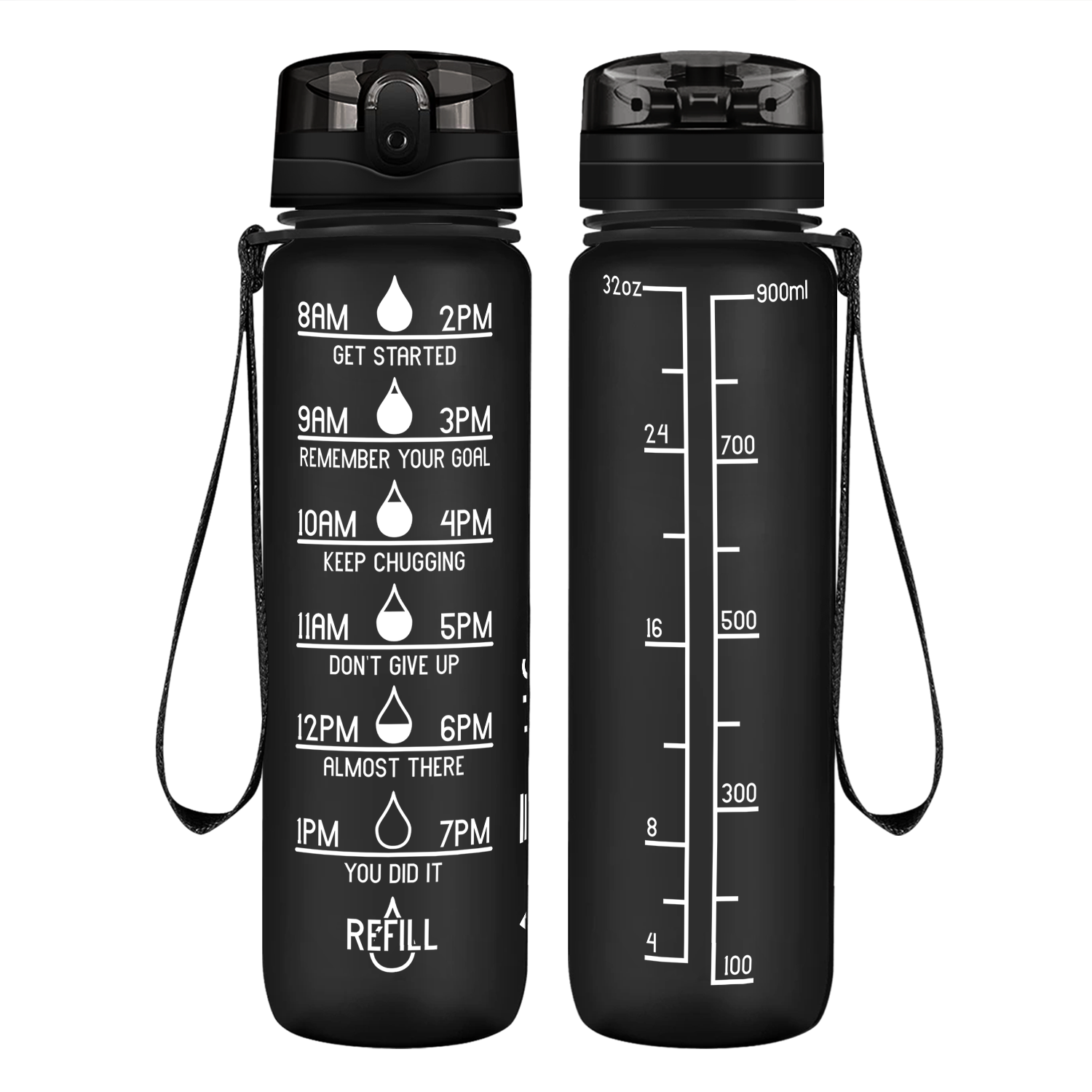 Cuptify Black Frosted Motivational Water Bottle