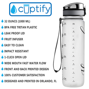 Personalized Clear Frosted 32 oz Water Bottle