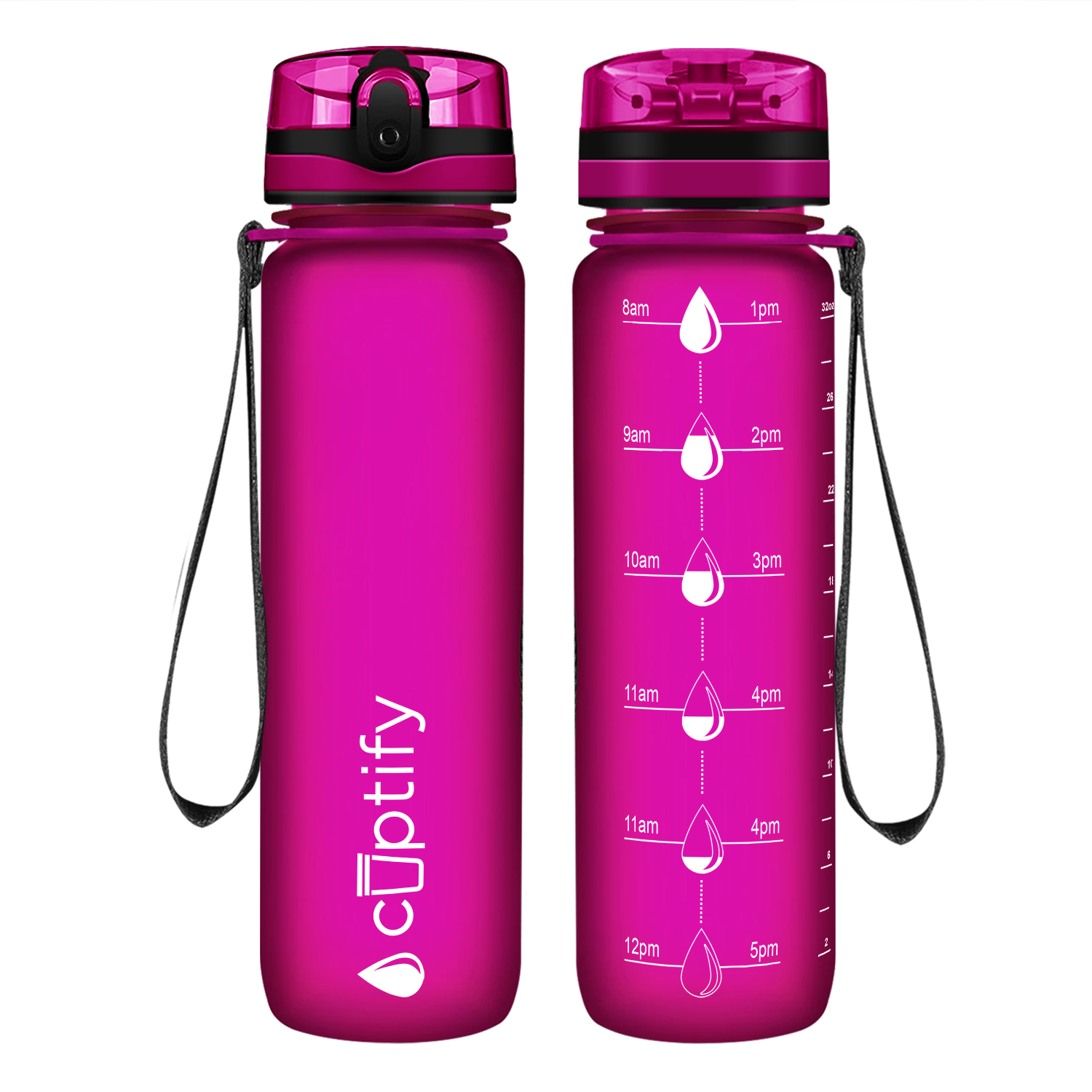Cuptify Fuchsia Frosted Hydration Tracker Water Bottle