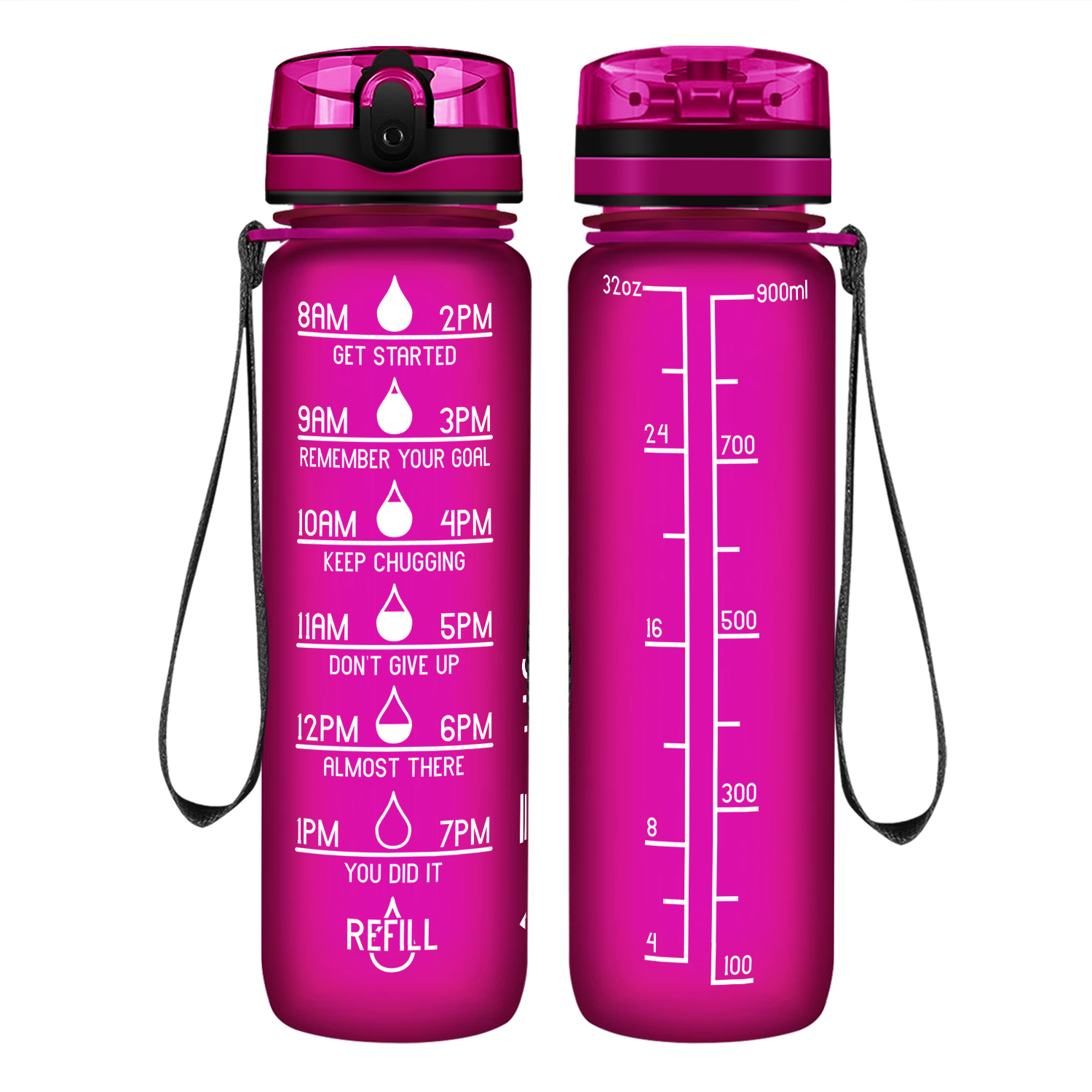 Cuptify Fuchsia Frosted Motivational Water Bottle