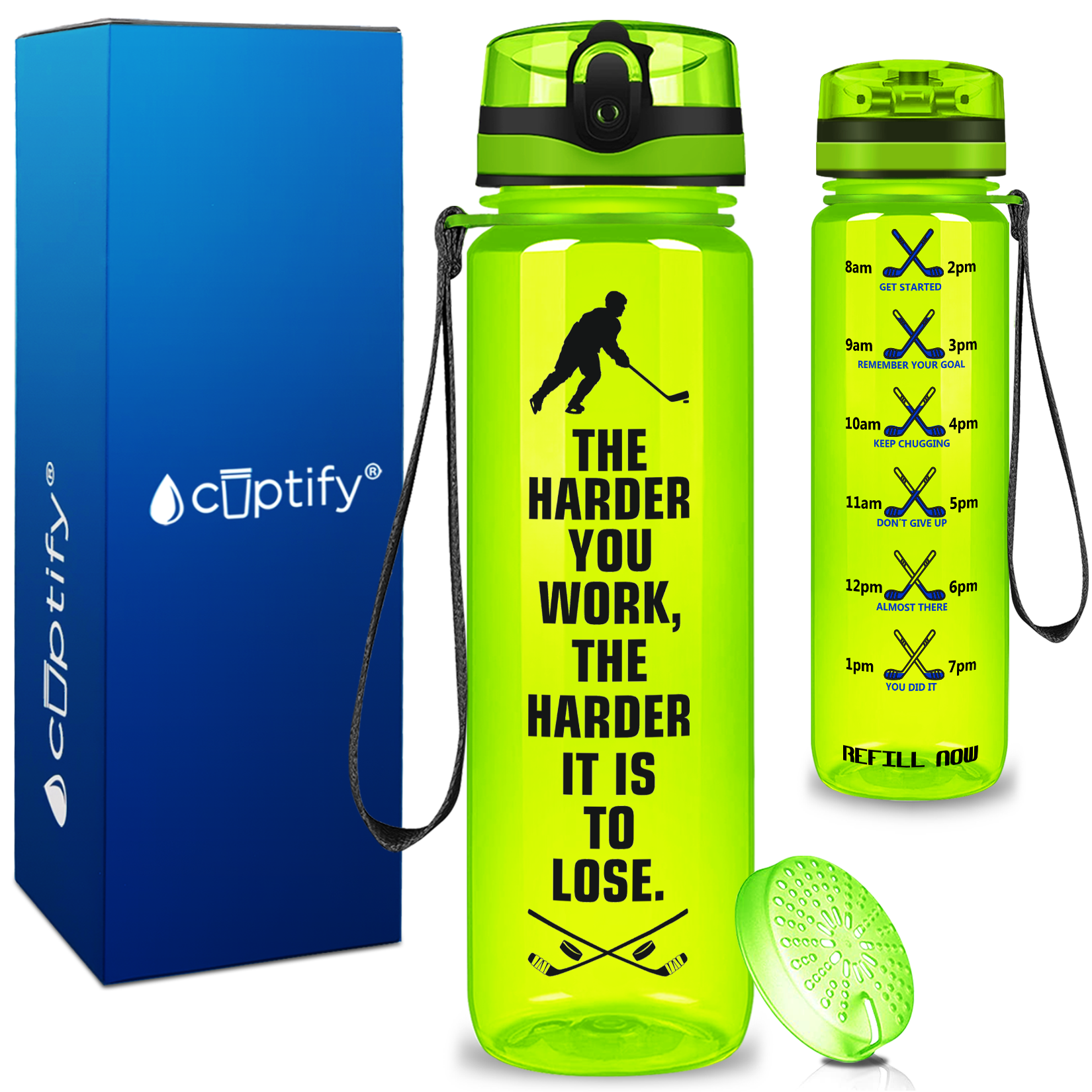 Personalized The Harder You Work on 32 oz Motivational Tracking Water Bottle
