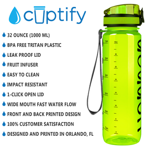 Kids Personalized on Lime 32 oz Motivational Tracking Water Bottle