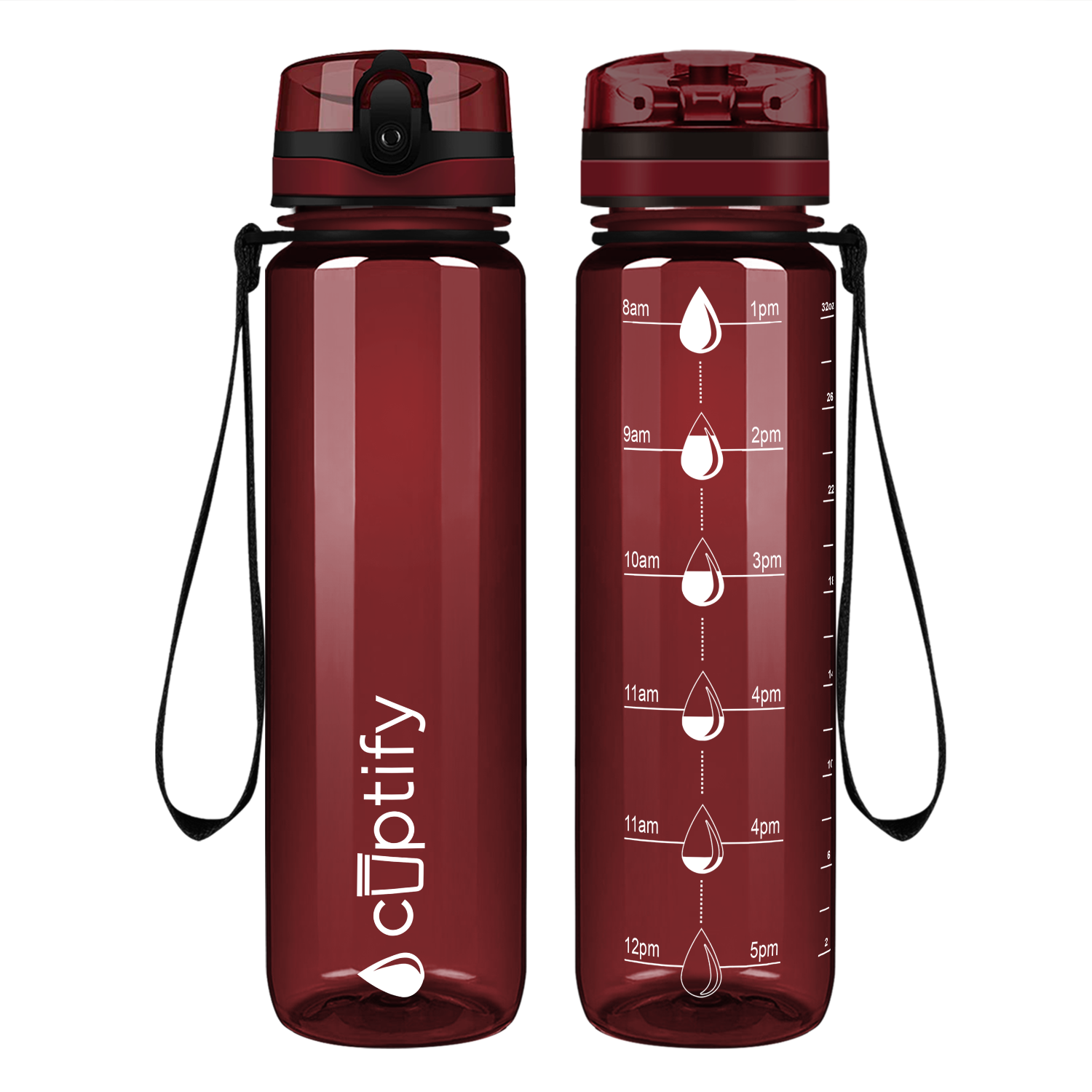 Cuptify Maroon Gloss Hydration Tracker Water Bottle