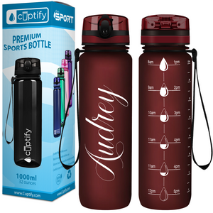 Personalized Maroon Frosted 32 oz Water Bottle
