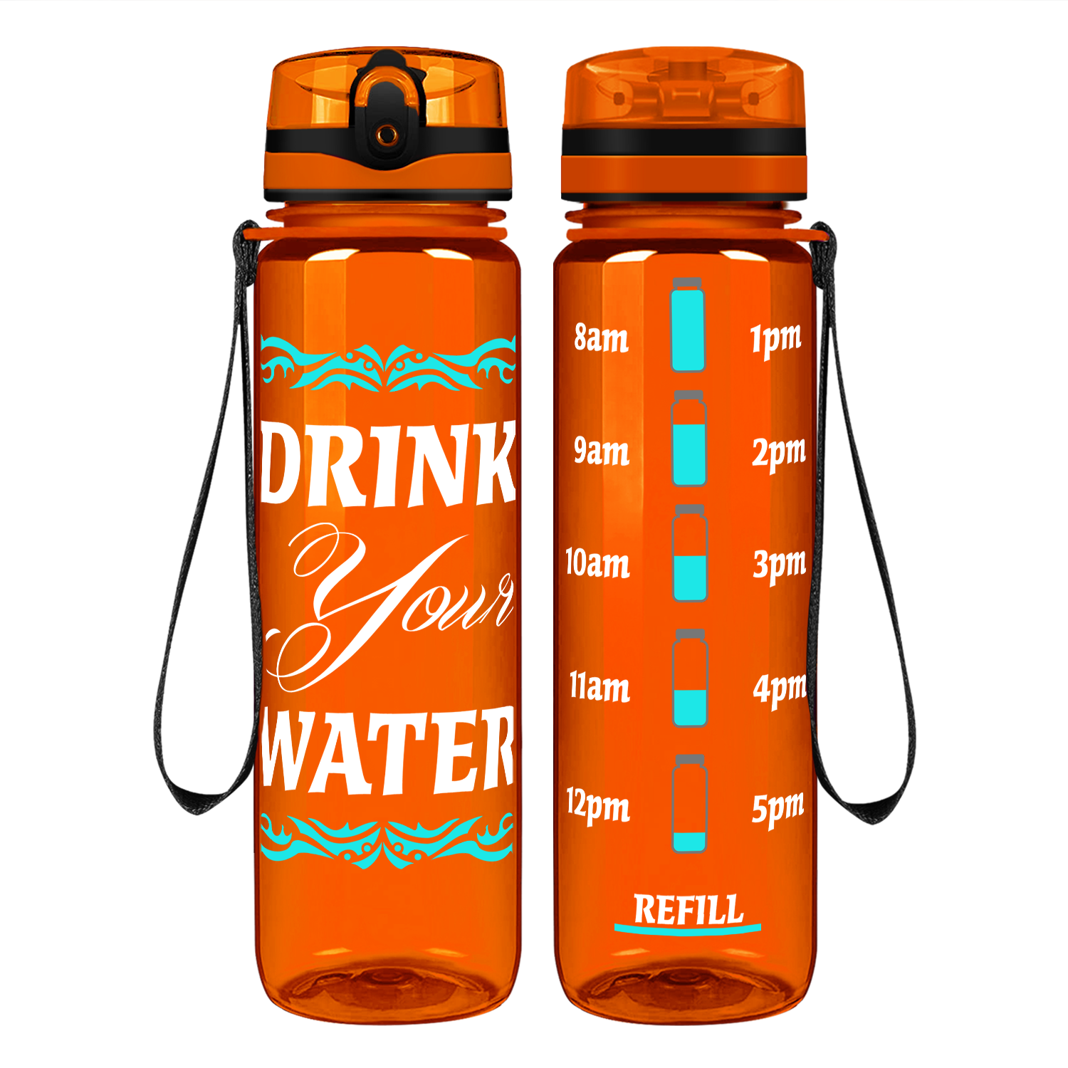 Your Water Wave on 32 oz Motivational Tracking Water Bottle