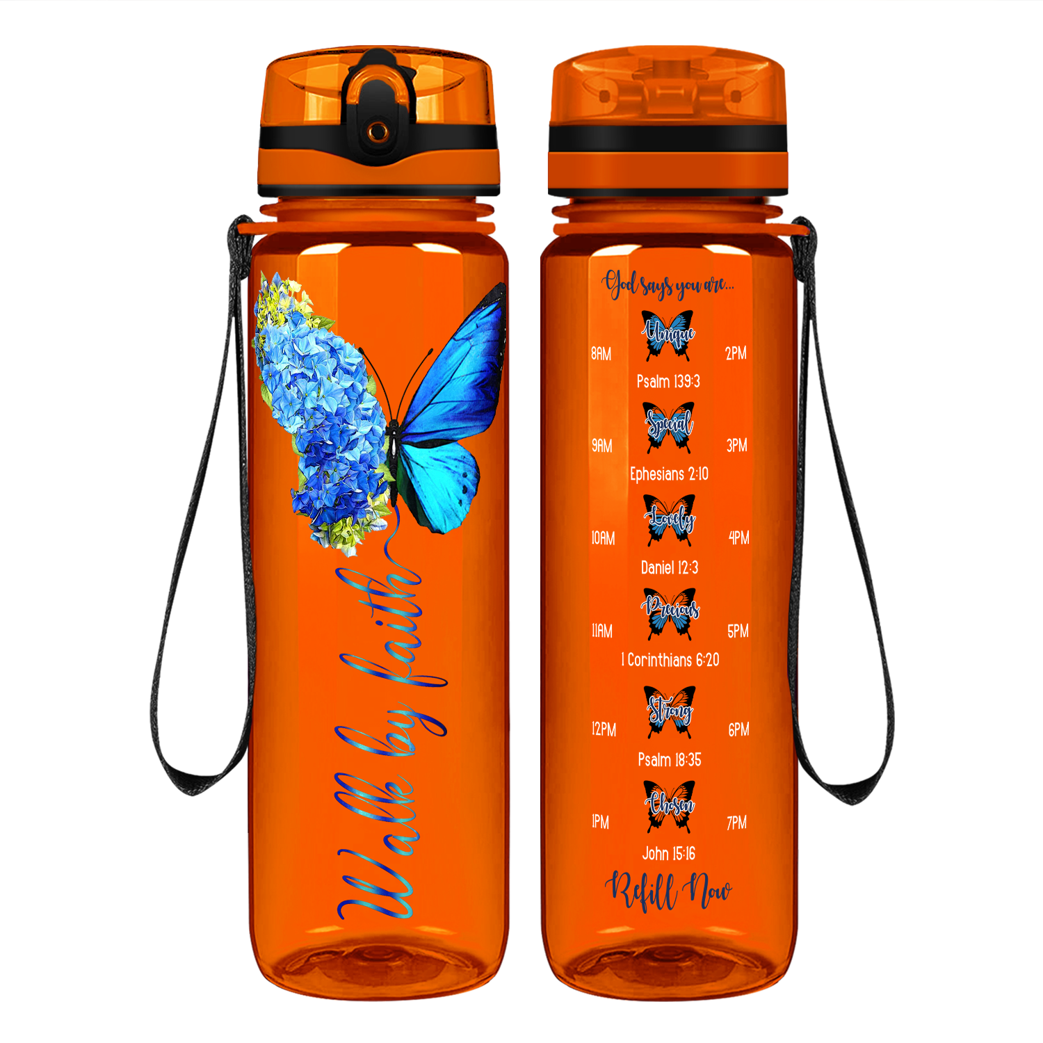 Walk by Faith on 32 oz Motivational Tracking Water Bottle